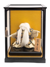 Japanese White Lion Kagami Jishi Kabuki Doll
