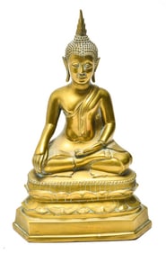 Thai Gilt Bronze Seated Buddha Sculpture
