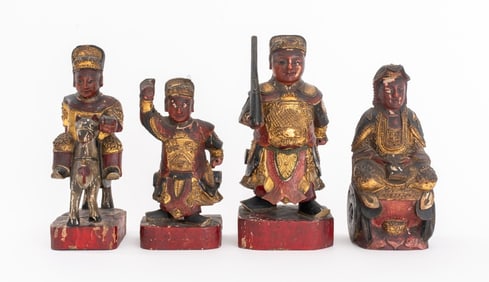 Chinese Carved & Painted Wood Sculptures, 4