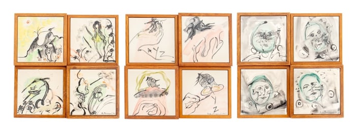 Eva Bouzard-Hui Framed Ceramic Tiles, 12