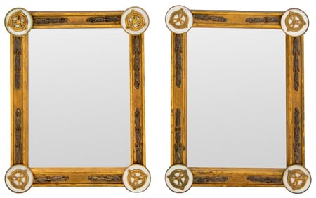 French Empire Gilt & Mother-of-Pearl Mirrors, Pair