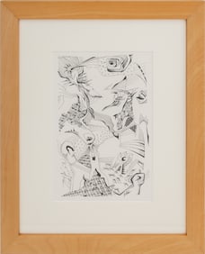 Illegibly Signed Surrealist Composition Ink