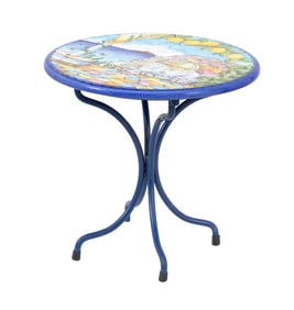 Amalfi Landscape Scene Lava Stone Top Side Table