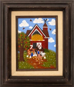 Merry Kohn "Funny Farm" Acrylic on Canvas Board