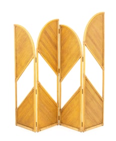 Gabriella Crespi Style Rattan 4-Panel Floor Screen