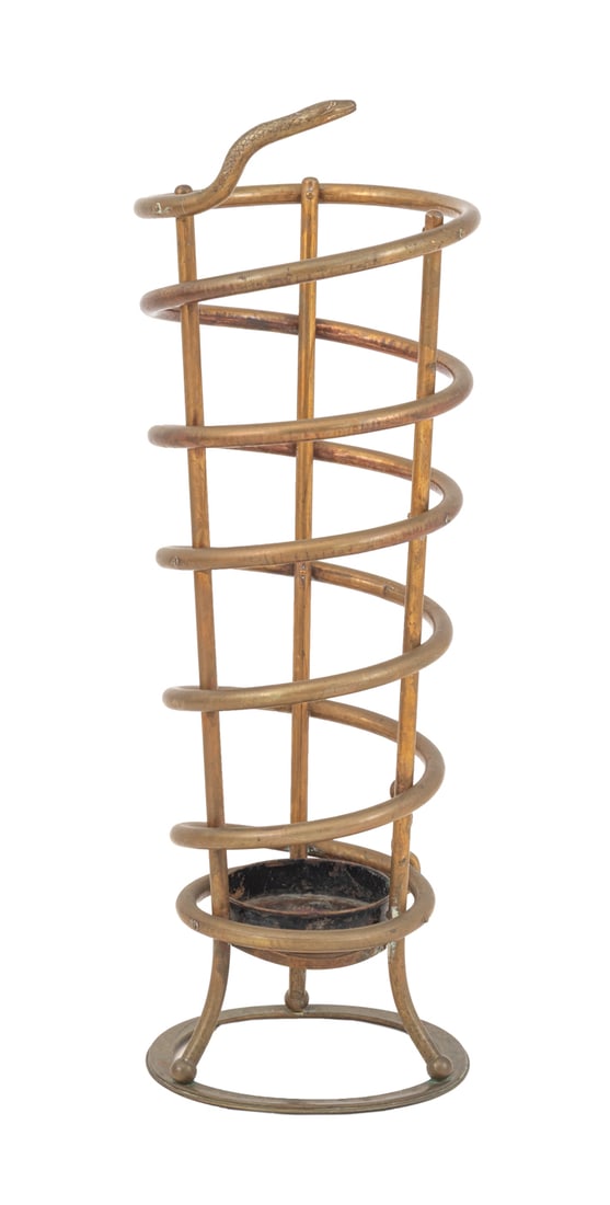 Brass Coiled Snake Form Umbrella Stand (1 of 5)