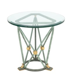 Empire Style Patinated & Gilt Metal Lamp Table