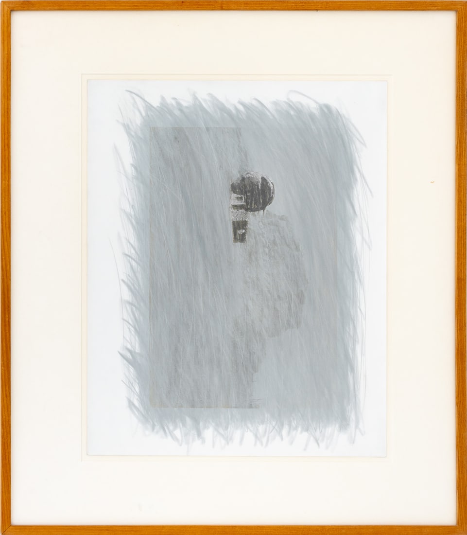 Rick Dingus "Abandoned.." Bromoil Silver Print: Rick Dingus (American, b. 1951), "Abandoned Shelter Near Geoma", Bromoil Silver Print with Graphite Embellishment, 1976-1981, signed, titled, and dated verso, wood frame. Image: 16" H x 20" W; frame: 