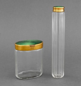French Guilloche Enamel Dressing Table Boxes, 2