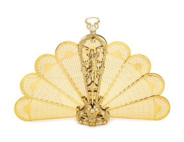 Gilded Age Style Gilt Metal Peacock Fire Screen