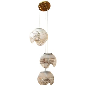 Italian Sculptural Triple Glass Globe Chandelier