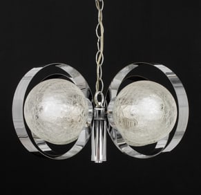Italian Modern Chrome Ring Chandelier