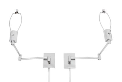 Hinson Lighting Chrome Swing-Arm Wall Lights, Pair