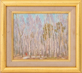 Post-Impressionist Winter Forest Oil on Board