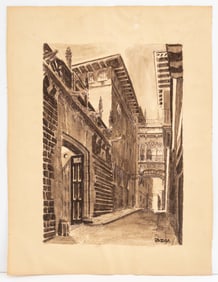 Spanish School "Calle del Obispo, Barcelona" Ink