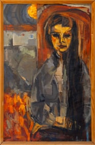 Daniel Levy Woman with Long Black Hair Oil, 1964