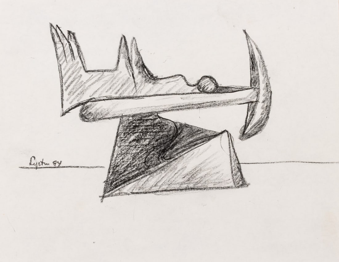 Seymour Lipton "Catafalque" Sculpture Study Sketch (1 of 5)