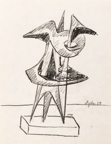 Seymour Lipton Sculpture Study Sketch, 1959