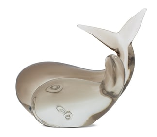 Art Glass Double Whale Sculpture