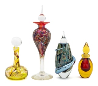 Modern Polychrome Art Glass Perfume Flacons, 4
