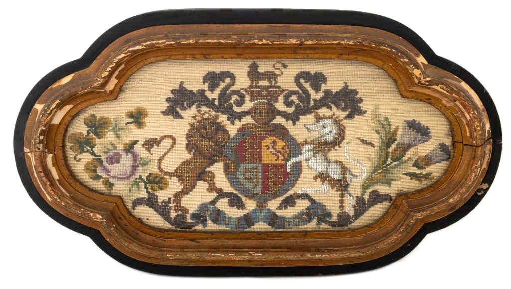 English Royal Coat of Arms Embroidered Tapestry (1 of 5)