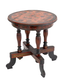 Russian Khokhloma Red Lacquered Table, ca. 1900