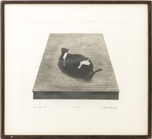 Radovan Kraguly "Cow at Rest" Etching, 1978