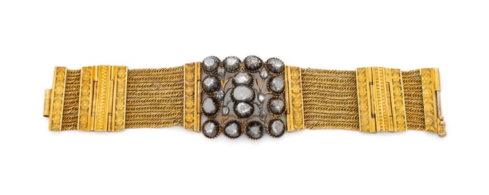 22K Gold 925 Silver Rose Cut Diamond Bracelet