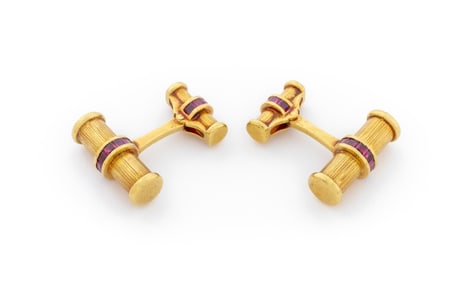 18K Yellow Gold Ruby Cufflinks