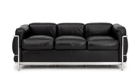 Le Corbusier Chrome and Leather Sofa