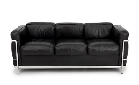 Le Corbusier Chrome and Leather Sofa