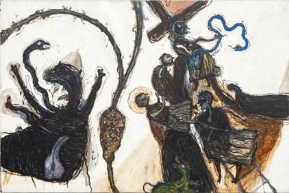 Robert Dandarov "Artist and Mode" Oil on Masonite