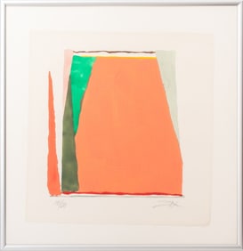 Larry Zox Abstract Composition in Salmon Pochoir