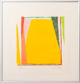 Larry Zox Abstract Composition in Yellow Pochoir