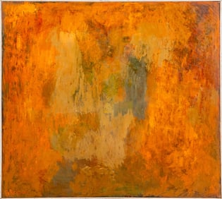 Barbara Rohde Orange Abstraction Oil, 1959