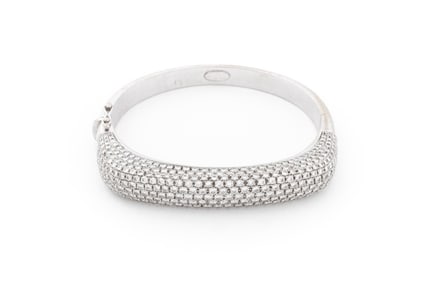 18K White Gold Pave Diamond Bangle