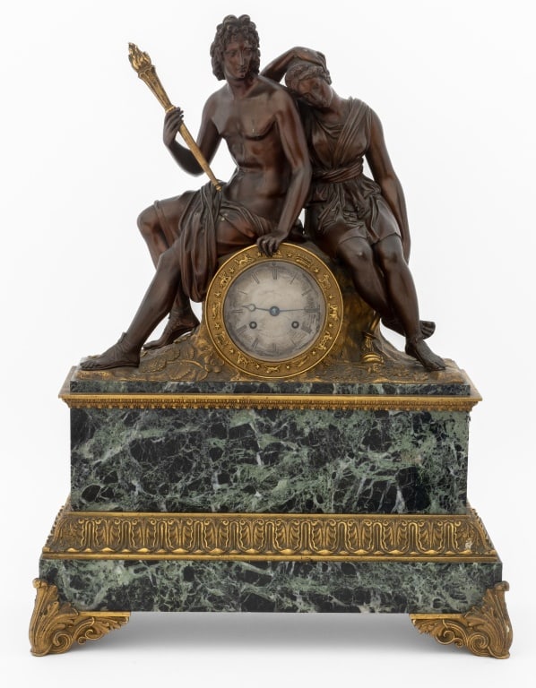 French Empire Bronze Marble Figural Clock, c. 1830 (1 of 10)