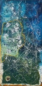 Large Abstract Splatter Composition Oil on Canvas