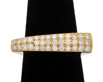18K Yellow Gold Pave Diamond Point Ring