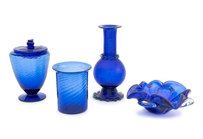 Murano Cobalt Blue Art Glass Articles, 4