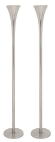 Laurel Mid-Century Modern Chrome Floor Lamps, Pair