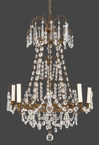 Neoclassical Baltic Style Brass 5-Light Chandelier