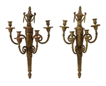 Louis XVI Style Gilt Bronze Wall Appliques, Pair