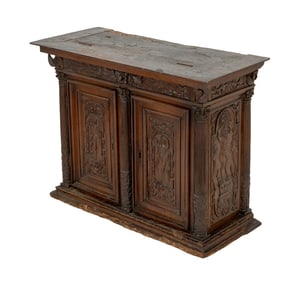 Renaissance Revival Carved Wood Two Door Cabinet