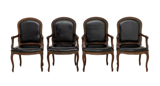French Provincial Walnut Armchairs, 4