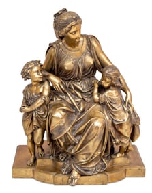 Auguste-Joseph Carrier Figural Group Gilt Bronze