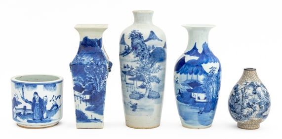 Chinese Blue and White Porcelain Vessels, 5