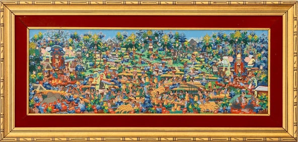 I Ketut Soki Harvest Scene Acrylic on Canvas