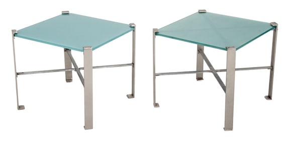 Donald Deskey Style Art Deco Steel Side Tables, 2
