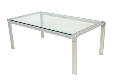 Modern Glass Top Chrome Dining Table